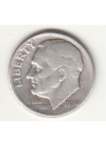 1950 - 10 Cents (Dime) Argento Dollaro Stati Uniti Roosevelt  Dime BB+
